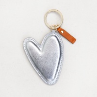 Large Silver Metallic Heart Shaped Keyring By Caroline Gardner